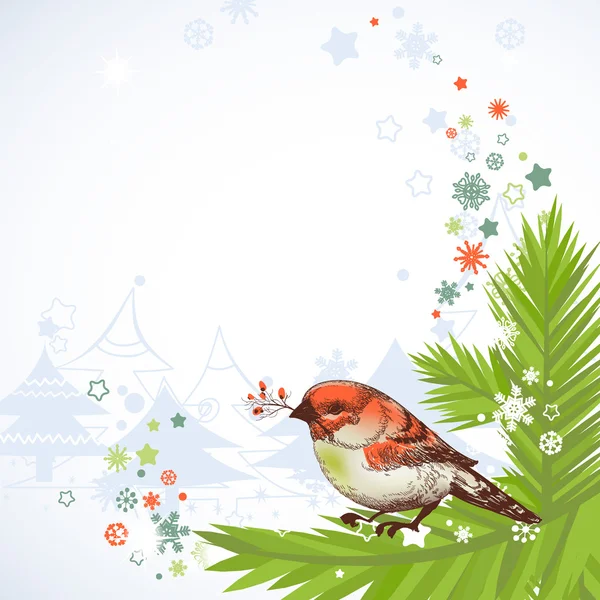 Juldekoration fågel hörn — Stock vektor