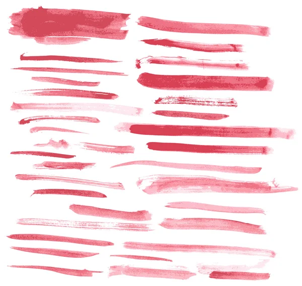 Aquarell rote Tinte Pinsel Striche Vektor-Set — Stockvektor