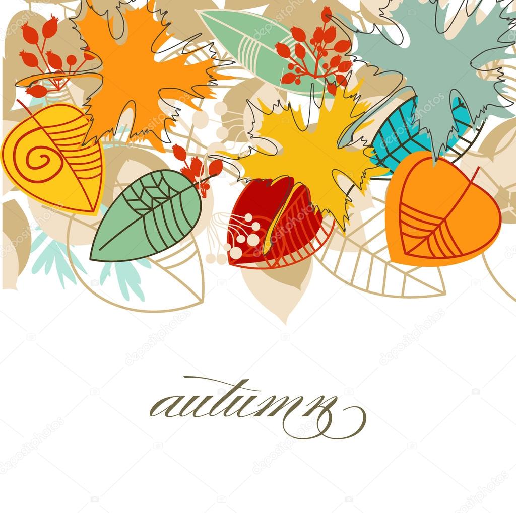 Autumn falling leaves colorful background over white 