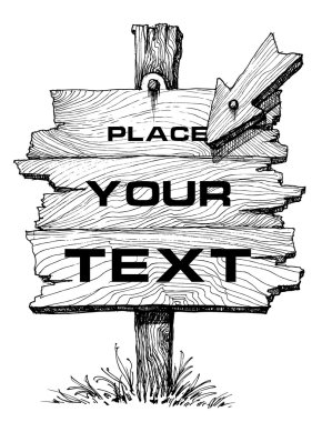 Ahşap tahta afiş metin için