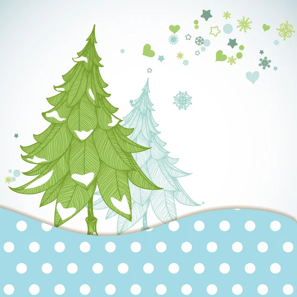 Christmas trees greeting card — Stock Vector