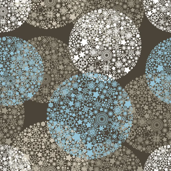 Kerstmis naadloze patroon, ballen gemaakt van sneeuwvlokken ontwerp — Stockvector