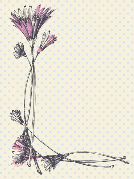 Cadre floral mignon dessiné à la main — Image vectorielle