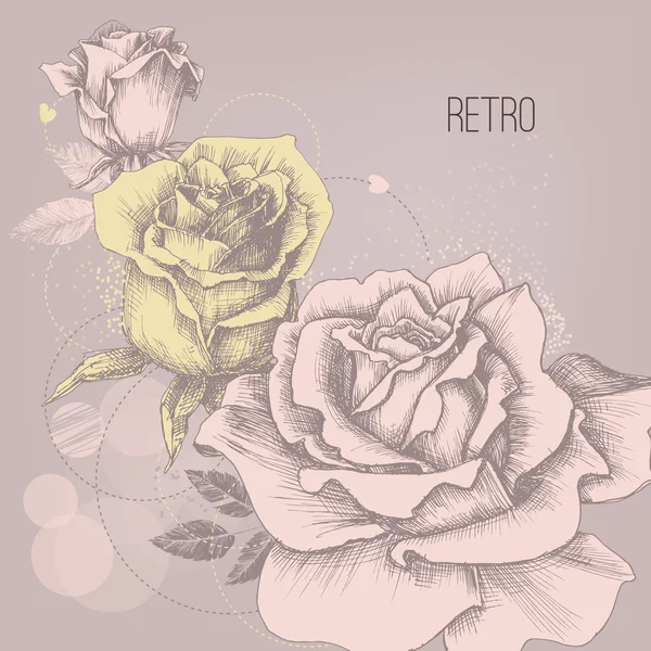Retro Rose Hintergrund Grußkarte — Stockvektor