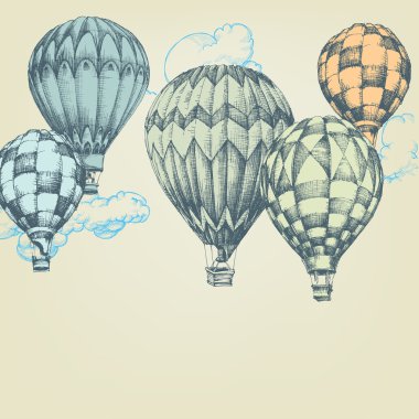 Hot air balloons in the sky background clipart