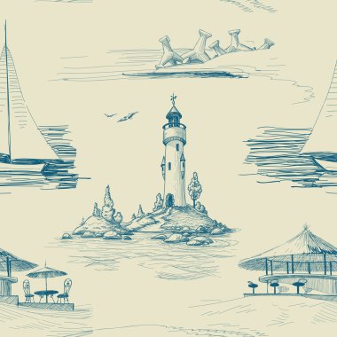 Yaz deniz ve plaj seamless modeli