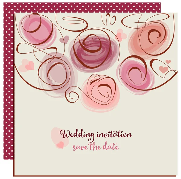 Invitation de mariage ou carte de vœux, roses abstraites en co branché — Image vectorielle