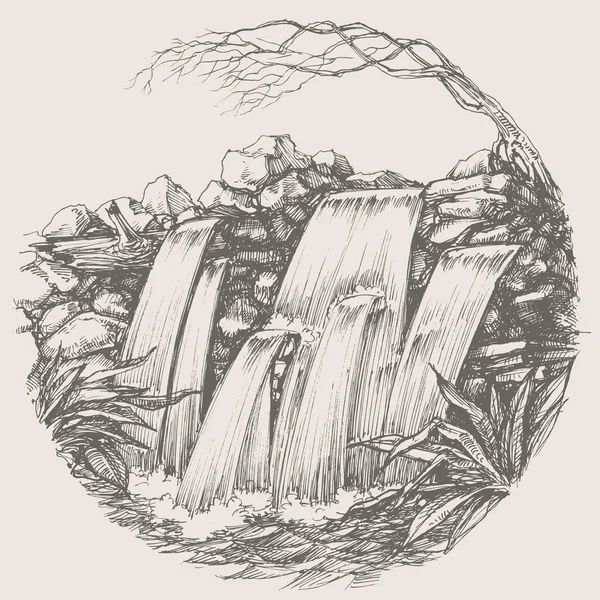 Waterval ronde tekening — Stockvector