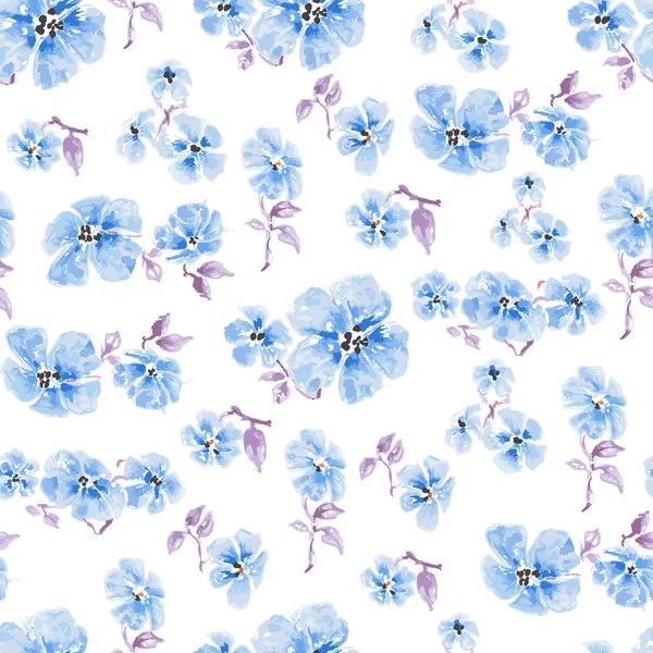Watercolor flowers seamless pattern over white background — Stock Vector