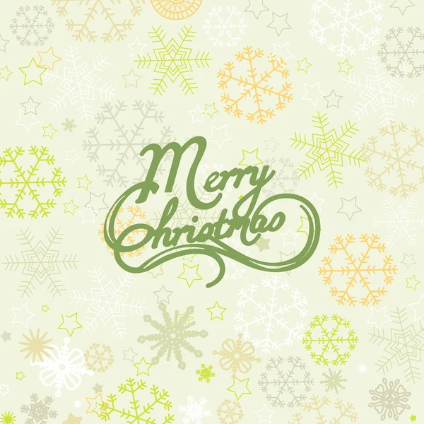 Merry Christmas belettering over sneeuwvlokken achtergrond — Stockvector