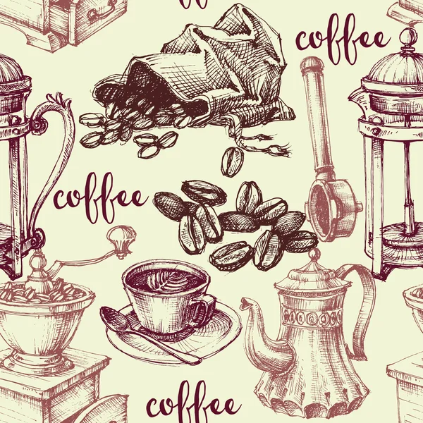 Vintage kaffe seamless mönster — Stock vektor