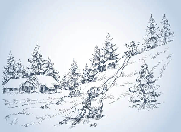 Dibujo de invierno — Archivo Imágenes Vectoriales