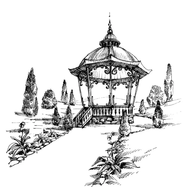 Gazebo in het park — Stockvector