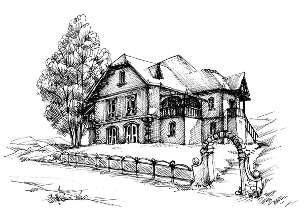 Ескіз будинок відпочинку — стоковий вектор