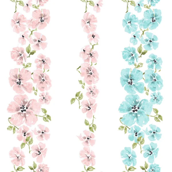 Suluboya çiçek seamless modeli, Çiçek fırça — Stok Vektör