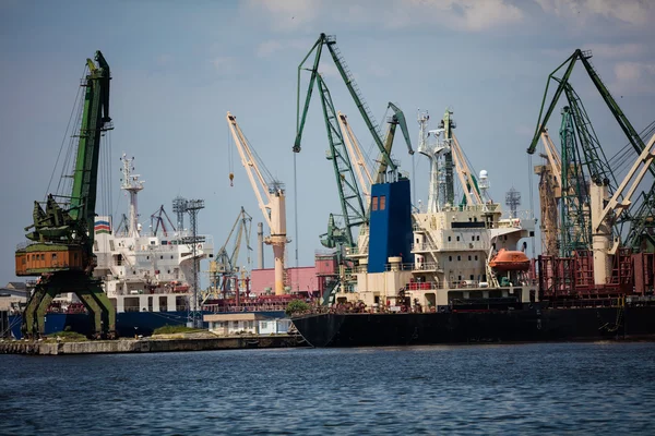 Harbor kranar arbetar — Stockfoto