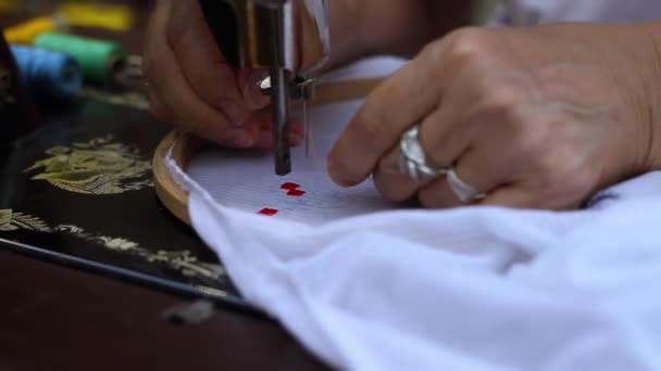 Textiel borduren machine — Stockvideo