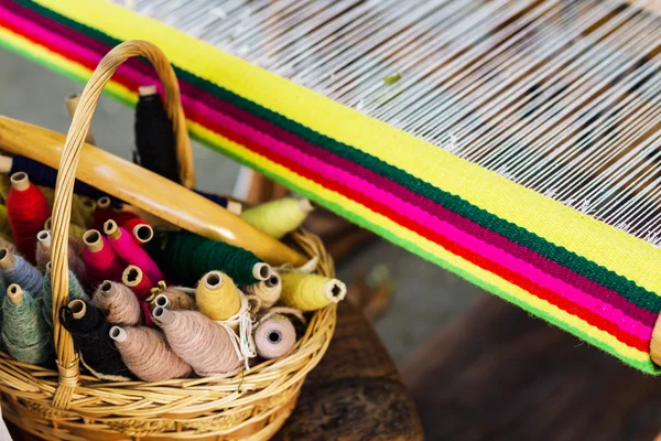 Weaving Loom and thread of yarn — Stock Photo, Image