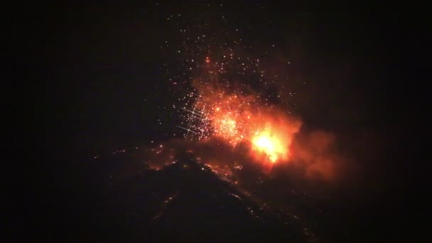 Tungurahua vulkanutbrottet natt — Stockvideo