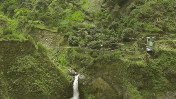 Agoyan vattenfall ecuadorianska regnskogen — Stockvideo