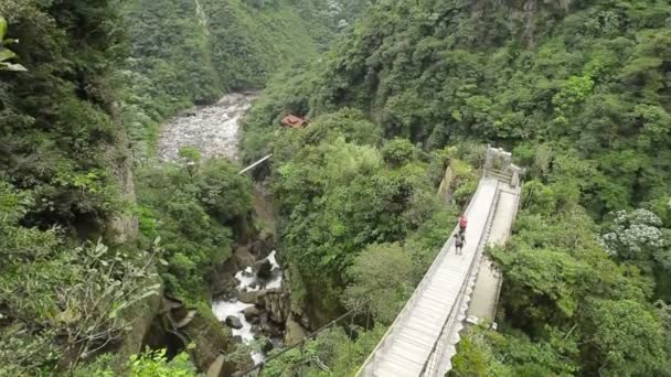 Hangbrug In de Ecuadoraanse Andes — Stockvideo