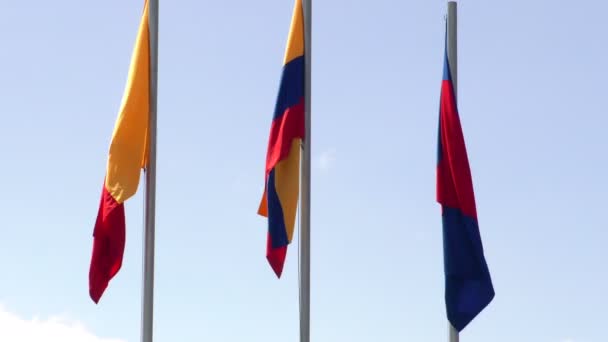 Bandeiras Nacionais do Equador — Vídeo de Stock