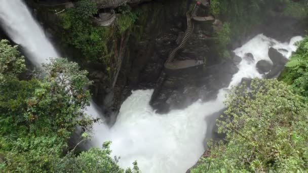 Devils Cauldron Waterfall In Ecuador — Stock Video