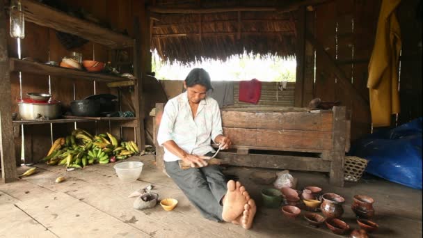 Femme adulte faisant de la poterie — Video