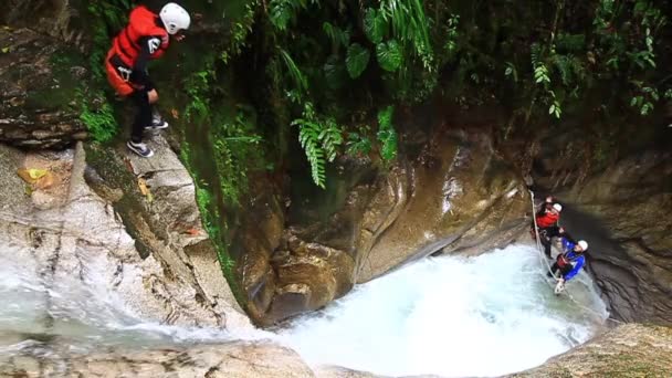 Extreme Sport Canyoning Trip — Stock Video