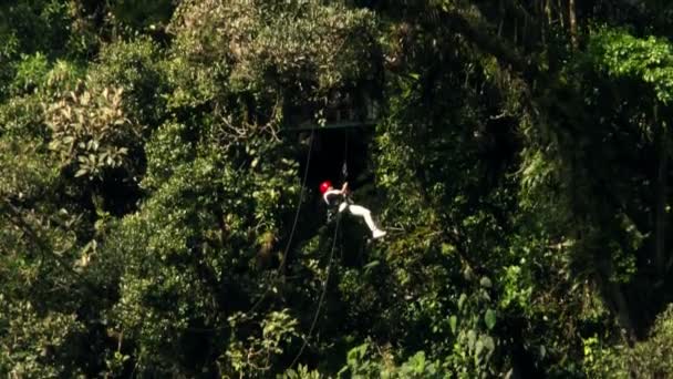 Adventurous Woman On Zip Line — Stock Video