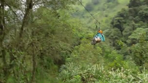 Rocket Women On Zip Line — Stock Video