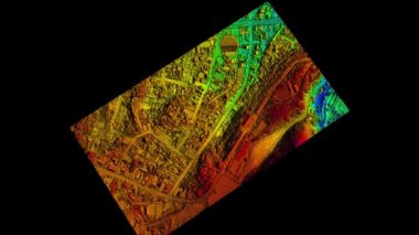 Ortografi Haritasıyla Katmanlanmış Dijital Yükseklik Modeli veya Dem Dönerken 2D 'den 3D' ye Dönüştürür
