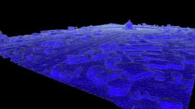 Orijinal Yaşam Havadan Görünüm İHA Üstteki 3D Sayısal Mayın Modeli Ölçüm Ölçümüne Doğru Sırayla Toz Mayınının İdaresi Üzerine İHA Taraması