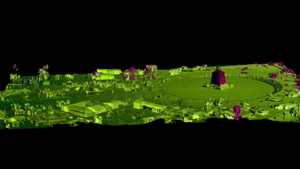 地図作成に使用される正方修正プロセスを表す世界記念碑の中心部の実生活ドローン調査スキャンの3Dモデル — ストック動画