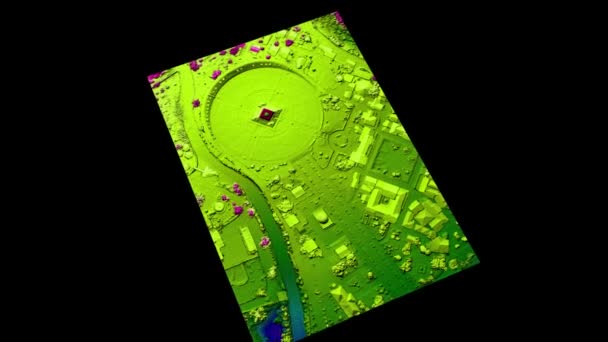 基多世界名胜古迹厄瓜多尔中心园林设计中的无人机空中图像图形再现2D Dem转化为3D曲面 — 图库视频影像