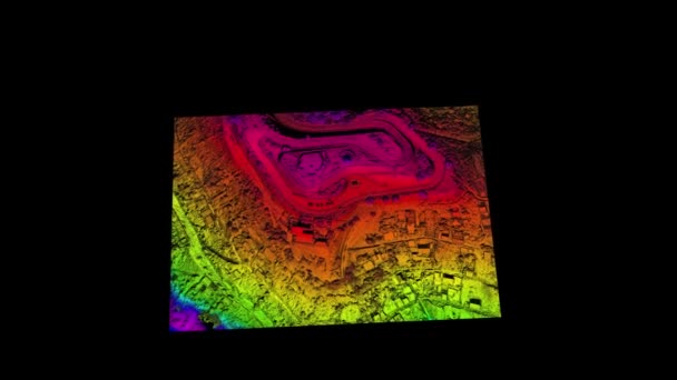 厄瓜多尔基多景观设计中一种无人机空中图像的图形表示 二维Dem变换为三维曲面 — 图库视频影像