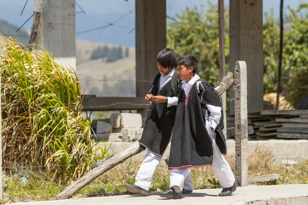 Estudantes vestindo roupa tradicional quéchua — Fotografia de Stock