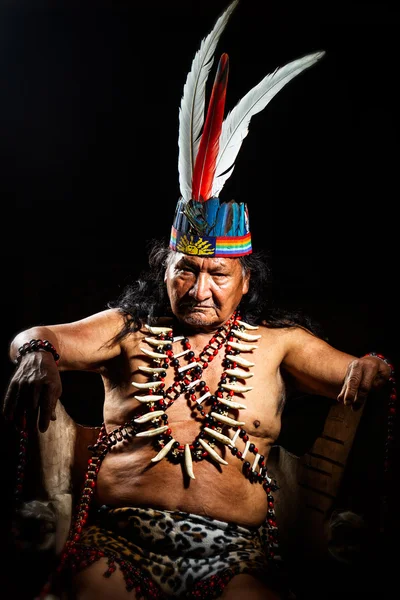 Amazonian Shaman Portrait — Stock Photo, Image