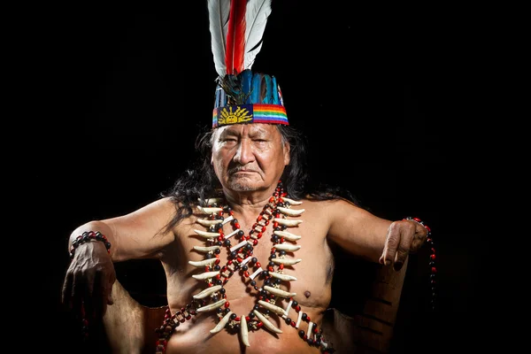 Amazonian Shaman Portrait — Stock Photo, Image