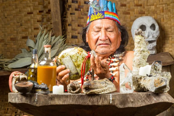 Amazonian Shaman Portrait — Stock Photo, Image