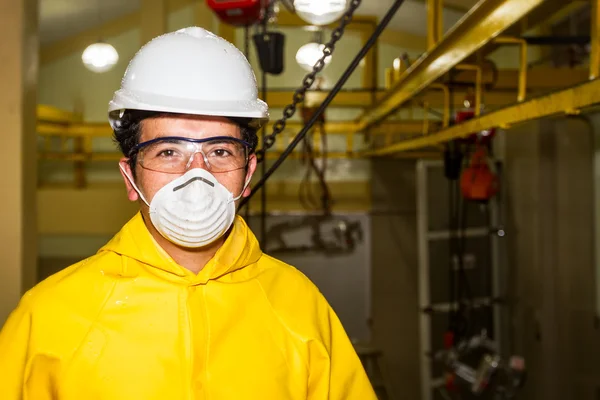 Butcher Wearing Specific Protection Equipment — Stock Photo, Image