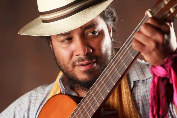 Passionate Afro Man Playing Guitar — Stock Photo, Image