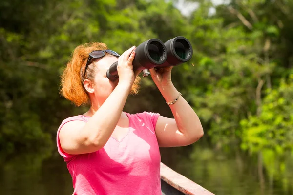 Tourist With Binocular — Stock Photo, Image