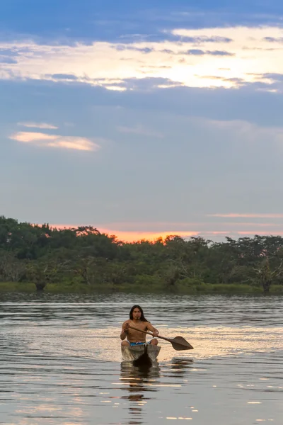 Inheemse mensen Cuyabeno Ecuador Nationaal Park — Stockfoto