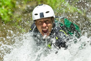 Canyoning Waterfall Descent clipart
