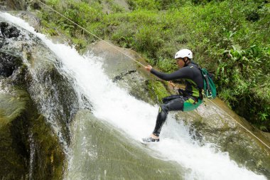 Canyoning Waterfall Descent clipart