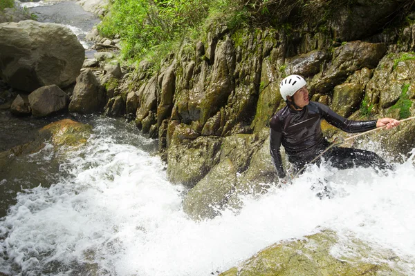 Canyoning Waterfall Descent — Stock Photo, Image