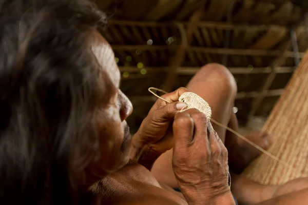 Indigenous Hammock Knitting — Stock Photo, Image