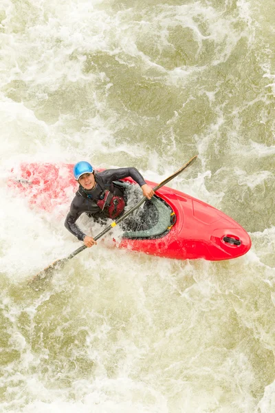 Widok z lotu ptaka kayaker — Zdjęcie stockowe