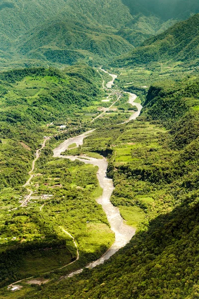 Pastaza rivier In de Andes luchtfoto Shot — Stockfoto
